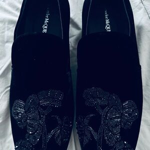 Alexander McQueen Black velvet sequence Shoes loafers size 43